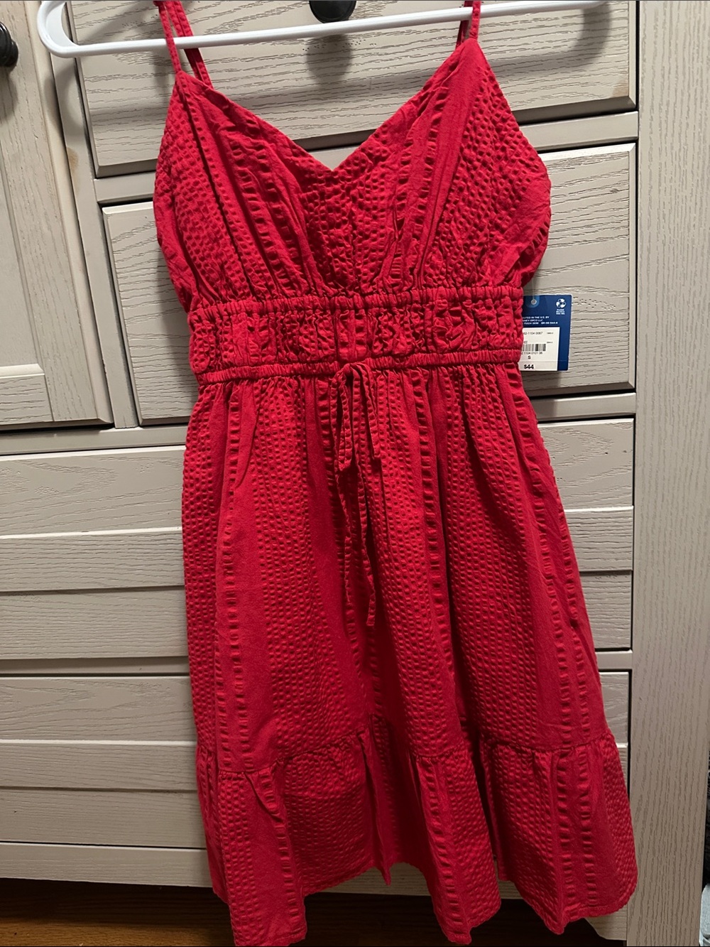 Women’s Red Summer Dress with Smocked Waist